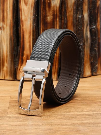 LOUIS STITCH Men Textured Leather Reversible Formal Belt