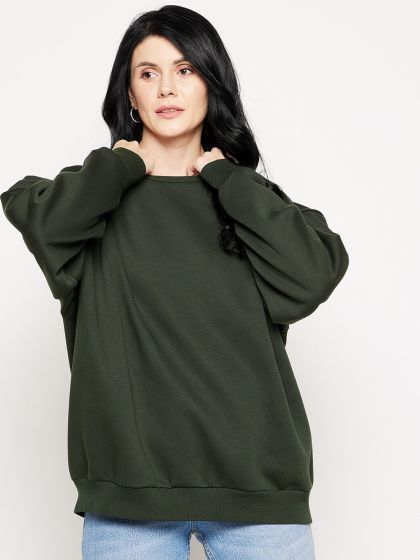 Buy H&M Women Brown Solid Oversized Sweatshirt - Sweatshirts for