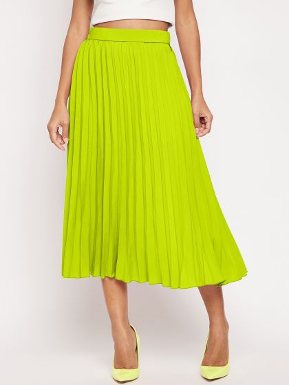 River Island Pleated Midi Skirt In Green 49 OFF
