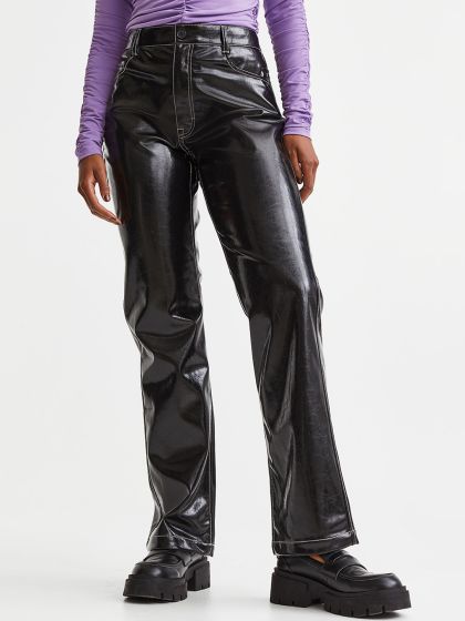 H and m hotsell faux leather trousers