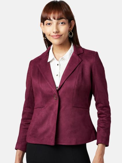 Purple State Solid Single Breasted Casual Women Blazer - Buy