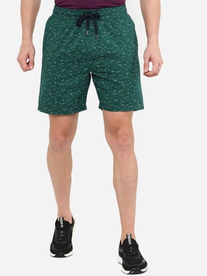 Buy JadeBlue Men Printed Light Green Cotton Slim Fit Capri Shorts online