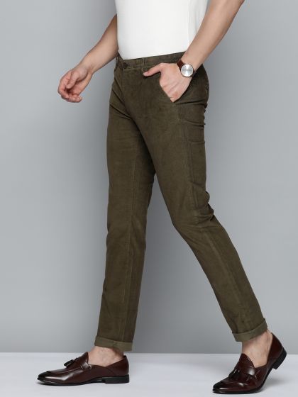 Buy Lee Olive Green Bruce Skinny Fit Corduroy Trousers  Trousers for Men  979159  Myntra
