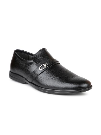 Buy PRIVO By Inc.5 Men Black Solid Leather Lace Up Formal Derbys