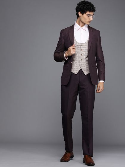 Buy Louis Philippe Men Navy Blue Slim Fit Self Design Single