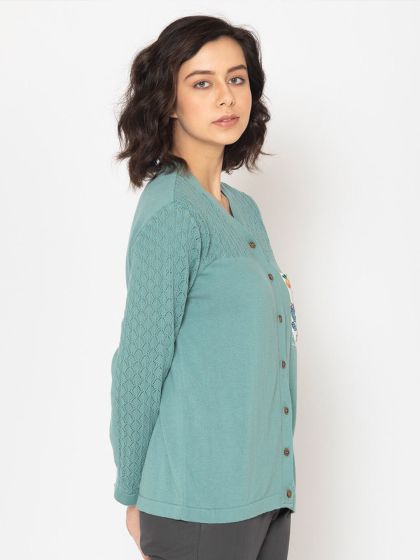Buy CREATIVE LINE Ribbed Woolen Cardigan Sweater Sweaters for