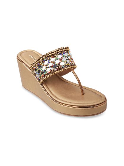 Womens gold wedge sandals outlet