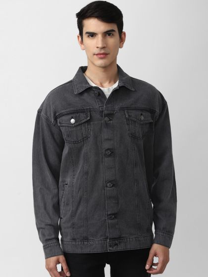 Forever 21 mens black denim jacket clearance