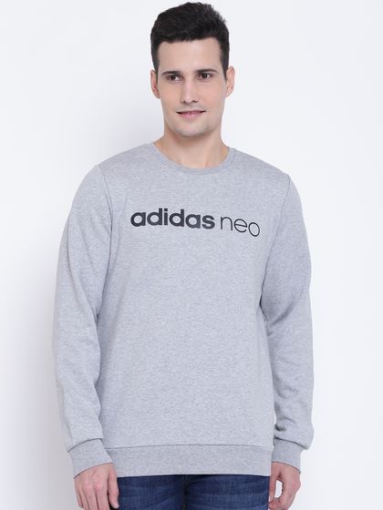 adidas men grey melange sweatshirt