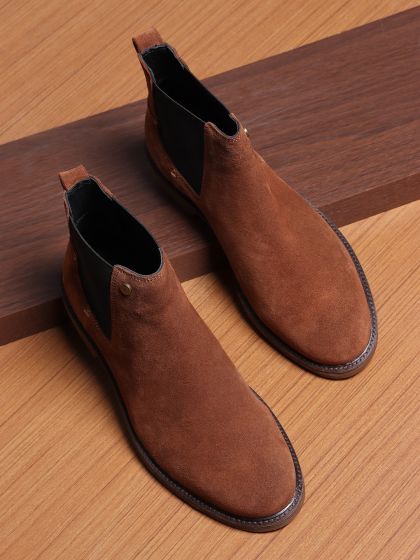 Teakwood Men Genuine Leather Mid top Boots(WOOD)