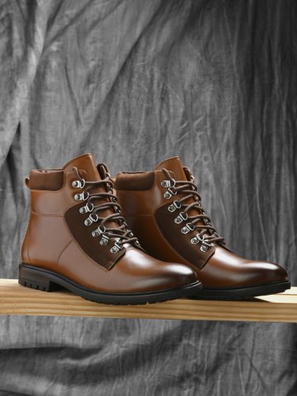 Buy Azzaro Black Men Textured Regular Boots Boots for Men