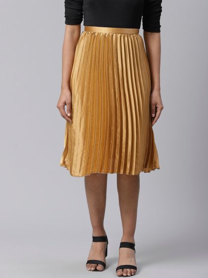 Forever 21 gold pleated skirt hotsell