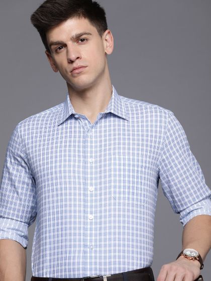 Buy Louis Philippe Blue Cotton Slim Fit Formal Shirt for Mens