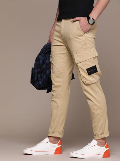 Buy Being Human Cropped Cargo Plain Mid Waist Pants with Pocket Detail |  Splash KSA