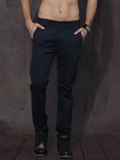 Buy Roadster Men Black Sustainable Trousers - Trousers for Men 7473353