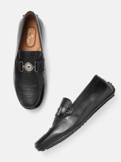Buy Tommy Hilfiger Men Black Printed Leather Loafers Casual