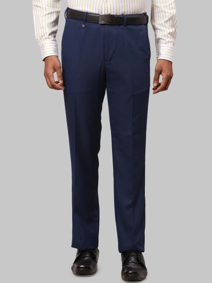 Men's Blue Formal Trousers, Slim & Regular Fit