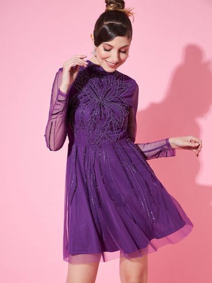Buy 499 Purple Shift Lace Dress Dresses for Women 375775 Myntra