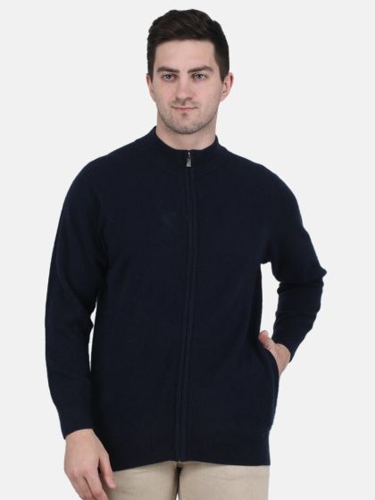 Buy Monte Carlo Men Black Solid Zipper Cardigan Sweaters for Men