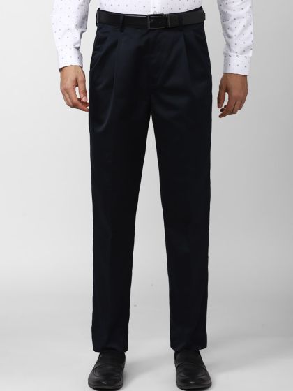 Buy Peter England Elite Mens Black Solid Slim Fit Formal Trouser
