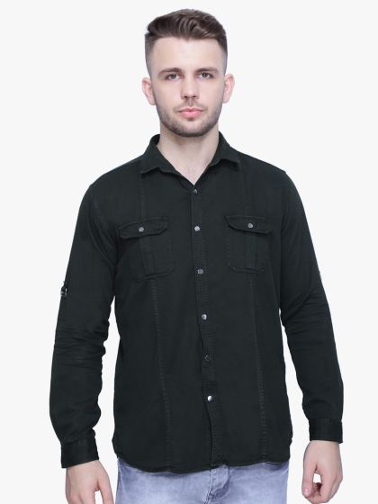 Green colour denim shirt clearance