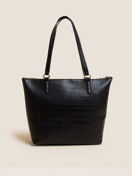 Buy Van Heusen Black Solid Tote Bag Handbags for Women 22182334