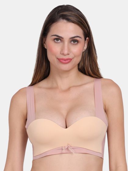 Buy Candyskin Nude Coloured & Pink Solid Underwired T Shirt Bra CS BRA  06Nude With Pink1499 - Bra for Women 4369734