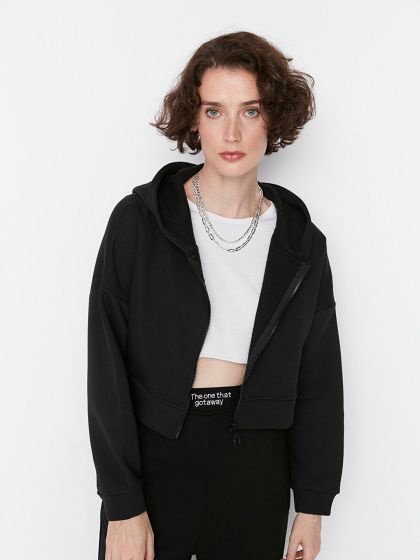 H&M Women Black Zip-through hoodie