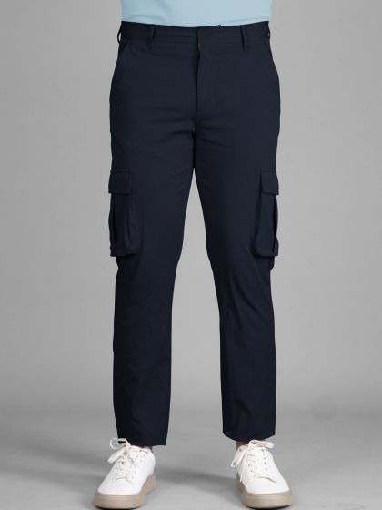 Navy blue slim 2024 fit cargo pants