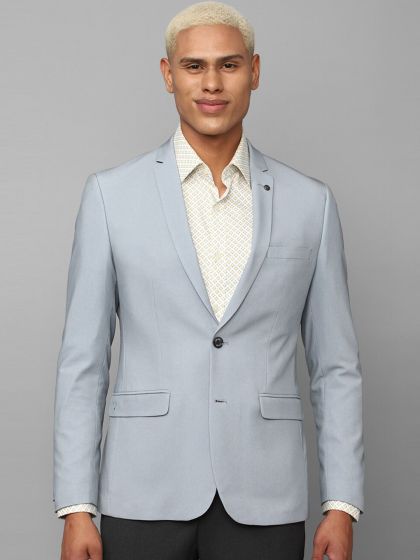 50% OFF on Louis Philippe Sport Men Navy Blue & White Self-Design Slim Fit  Single-Breasted Blazer on Myntra