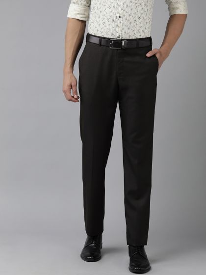 Buy FOREVER 21 Men Black Regular Fit Solid Regular Trousers