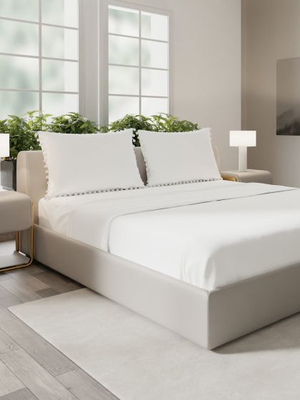 Buy Trance Home Linen Peach 300 TC Pure Cotton Fitted Single