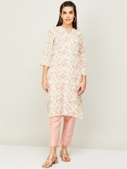 Buy Melange By Lifestyle Women Floral Printed Round Neck Kurta
