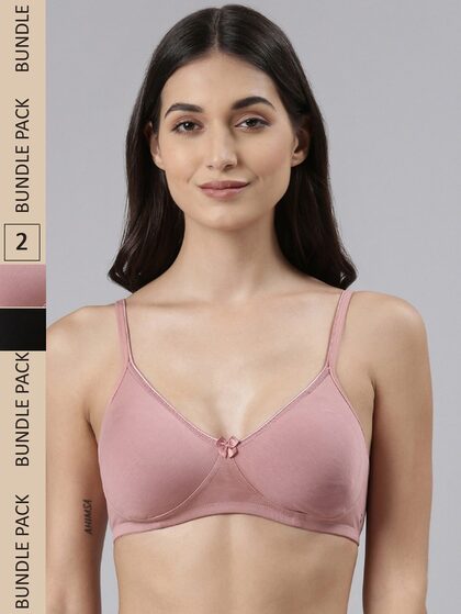 Buy Women's Nylon, Spandex Cotton Padded Non-Wired T-Shirt Bra - Pack Of 2  Online In India At Discounted Prices