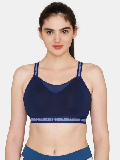 Buy Zelocity By Zivame Women Grey Solid Lightly Padded Non Wired Sports Bra  - Bra for Women 16426662