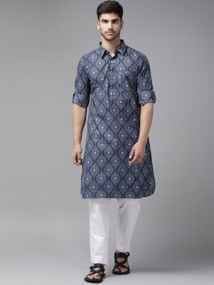 Buy See Designs Geometric Printed Pure Cotton Pathani Kurta