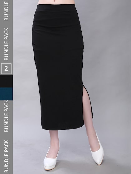 Buy HERE&NOW Women Black Cotton Saree Shapewear - Shapewear for