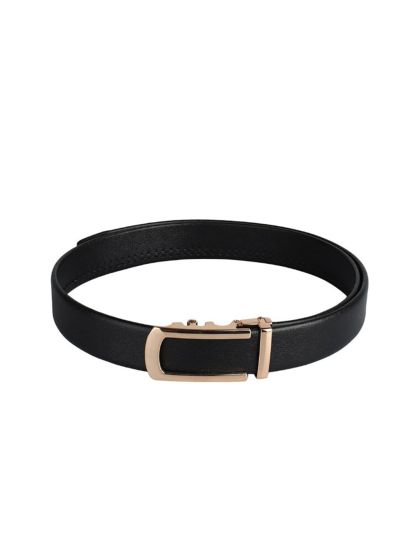 Teakwood Leather Men Textured Black-Gold Belt