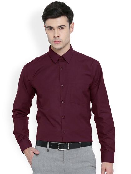 Buy Raymond Men Burgundy Slim Fit Solid 
