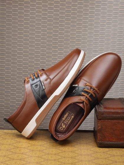 Buy Franco Leone Men Tan Brown Solid Leather Boat Shoes Casual