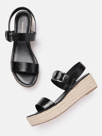 Buy DOROTHY PERKINS Black Flatform Jute Wedge Heels for Women