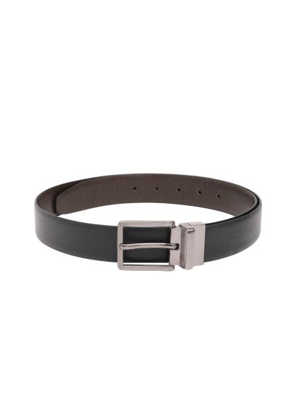 Louis Philippe Men Black Textured Genuine Leather Casual Belt: Buy