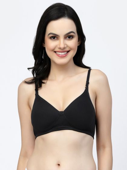 Buy Cotton Solid Non-Padded Demi Cup Wire Free Transparent Bra