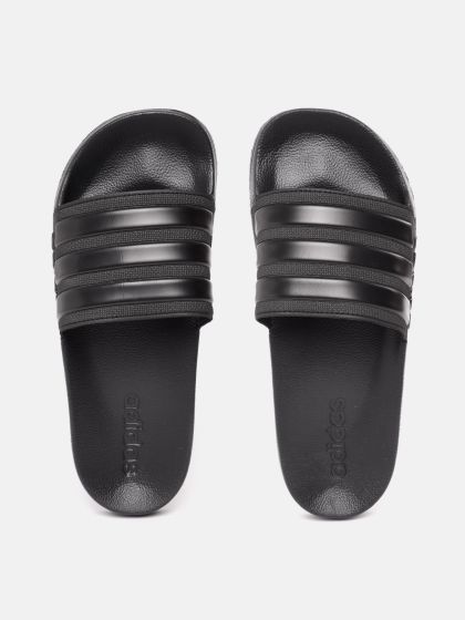 Buy ADIDAS Unisex Black White Adilette Aqua Striped Sliders