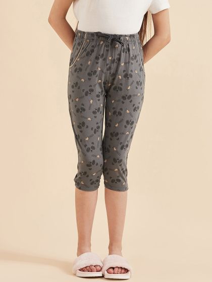 Buy IndiWeaves Girls Crepe Printed Regular Fit Capri 3/4th Pants (Pack of  2) Dark Blue:Black at