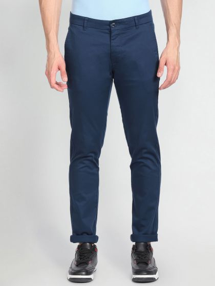 Buy Arrow Sport Men Jackson Textured Skinny Fit Low Rise Trousers