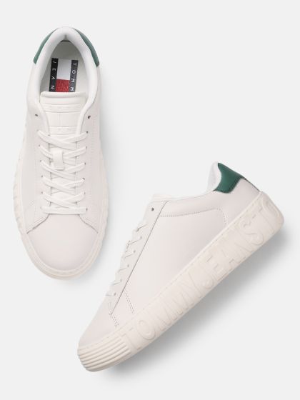 Tommy hilfiger perforated leather trainers clearance