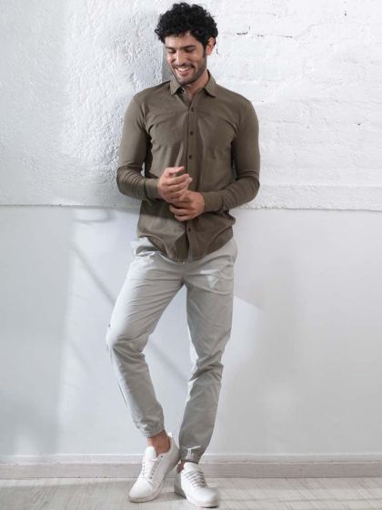 Buy SF JEANS By Pantaloons Men Olive Green Slim Fit Solid Joggers