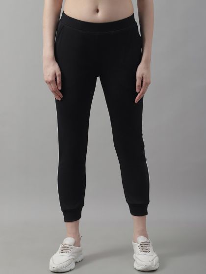 Buy Mast & Harbour Women Black Solid Pure Cotton Joggers - Track Pants for  Women 13392022