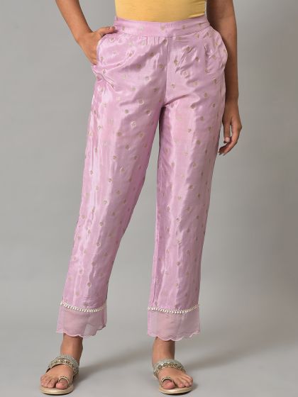 Buy H&M Women Pink Cigarette Trousers - Trousers for Women
